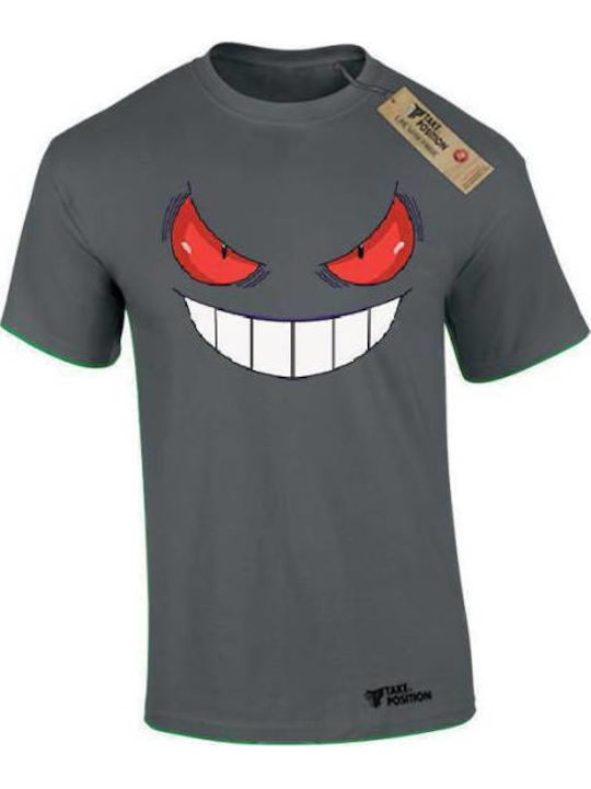 Herren Baumwoll-T-Shirt Takeposition Gendar Pokemon Dunkelgrau 320-1389-08