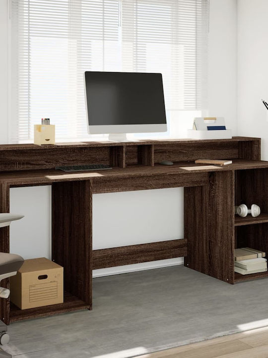 Vidaxl Birou Led Maro Dregus 200x55x91cm Materi...