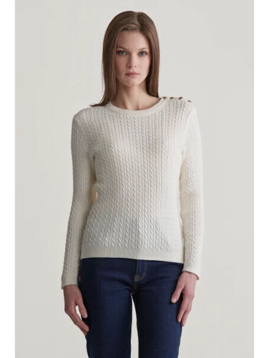 Gant Women's Sweater Cotton with Buttons Cream