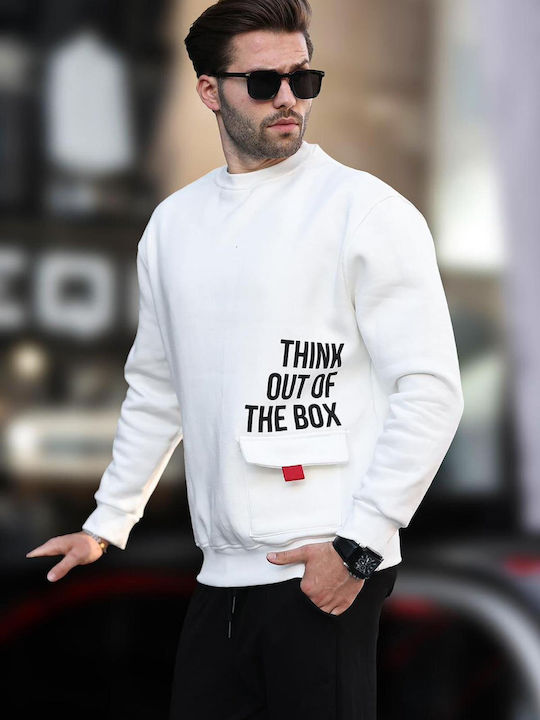 madmext Men's Sweatshirt Ecru