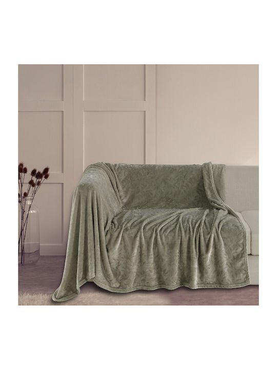 Melinen Aria Sofa Throw 2 Seater Jacquard 170x250cm Olive Grey