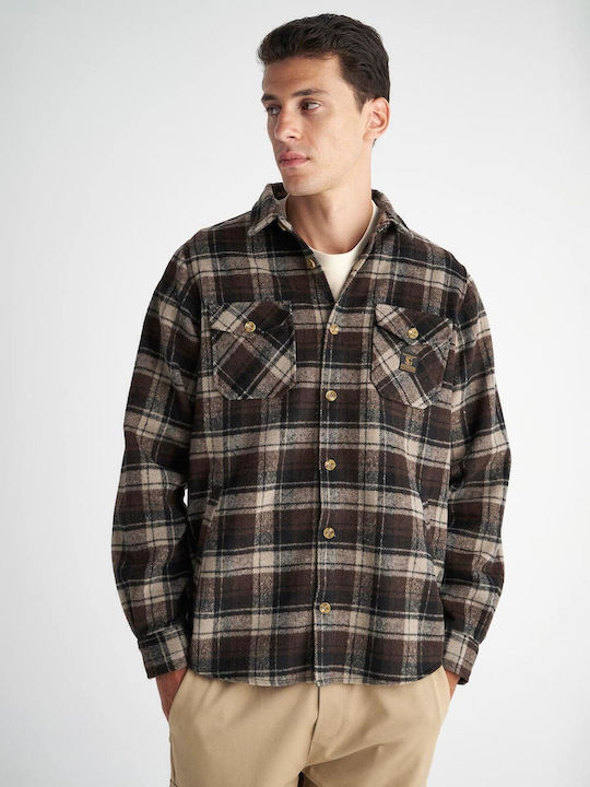 Long Sleeve Overshirt In Regular Fit Checked Brown 61-104.052.N0000