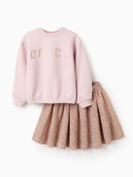 Kids' Set with Skirt Winter 2pcs Pink