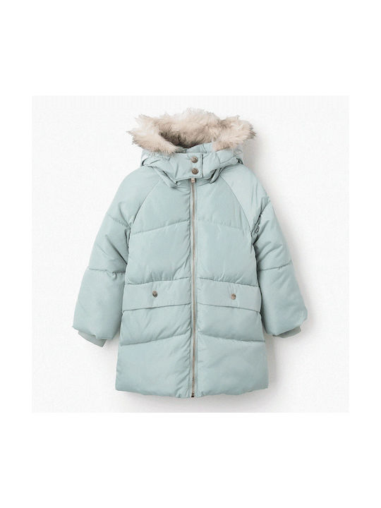 Zippy Kids Quilted Jacket Long with Lining & Hood Green