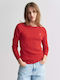 Women's Long Sleeve Sweater Cotton Red