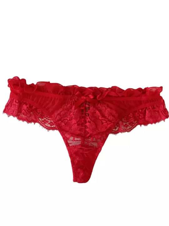 Lida Women's String with Lace Red