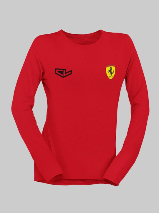 Charles Leclerc Ferrari W Long Sleeve T-shirt Red