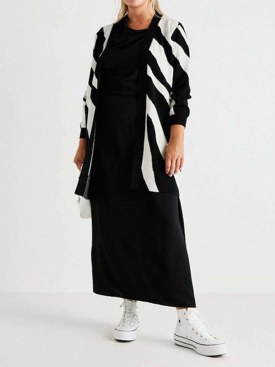 Long Women's Knitted Cardigan Black