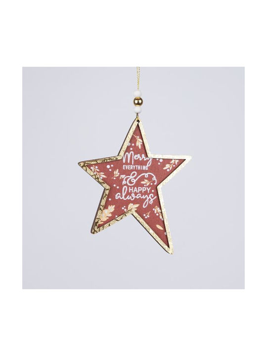 Ornament suspendat Stea Din lemn Roșu 11x24buc