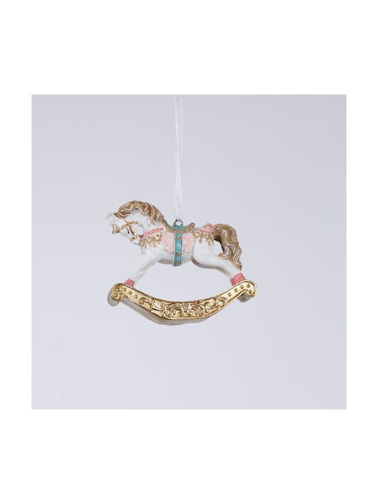 Eurolamp Christmas Hanging Ηorse Polyresin With Gold Dust With Beads