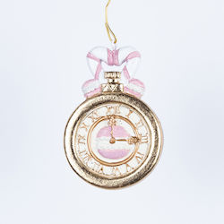 Uhr Weihnachtsbaumschmuck aus Polyresin Gold 6,5x5cm