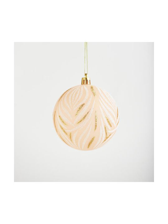 Eurolamp Christmas Hanging Ball Ornament Plastic Pink With Gold Dust With Beads Pink