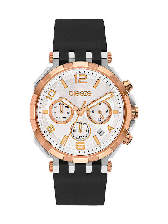 Breeze Dual Time Women's Watch with Black Rubbe...