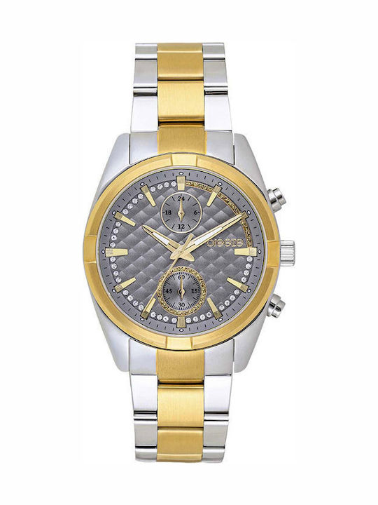 Breeze Γυναικείο Ρολόι 38mm Χρονογράφος Μπαταρίας με Χρυσό Μεταλλικό Μπρασελέ