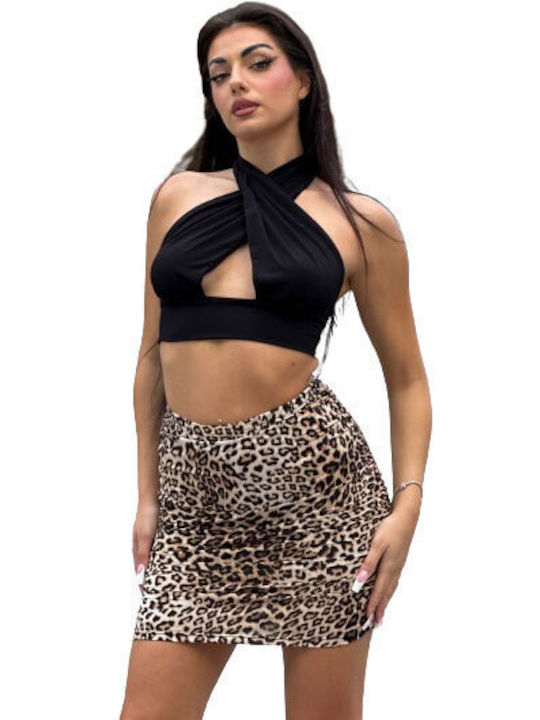 Giselle Leopard Mini Skirt and Top Set