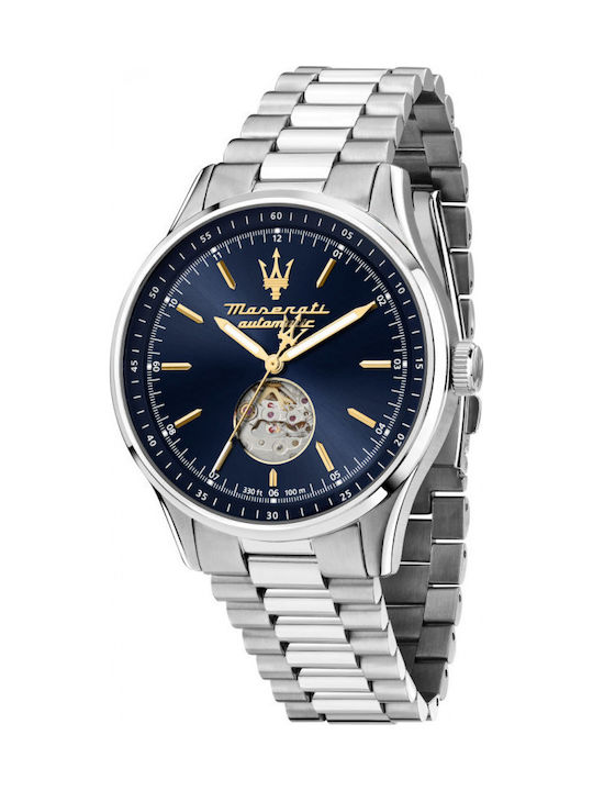 Maserati Men's Watch 42mm Automatic with Silver Metal Bracelet