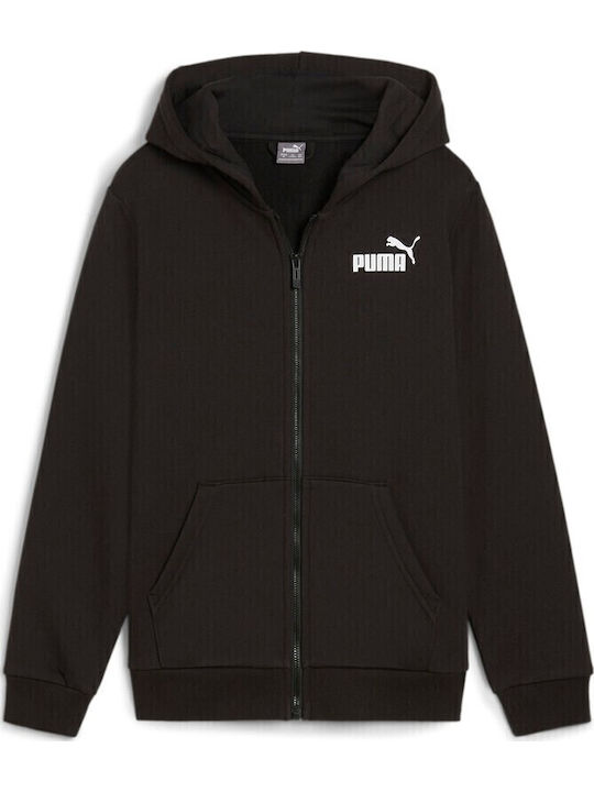 Athletic Kids Sweatshirt Cardigan Cotton with Hood Black Power Graphic
