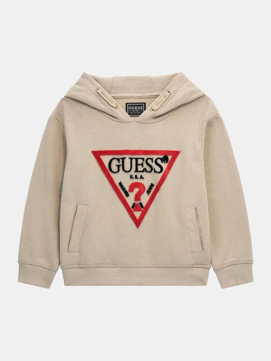 Kids Sweatshirt with Hood and Pockets Beige