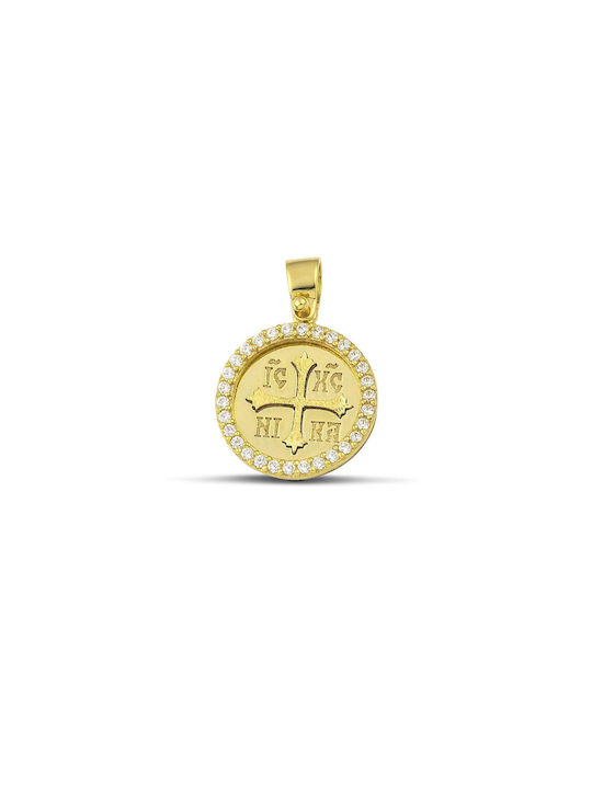 Themelidis Jewels Charm Фулактó Константин с Камъни от Жълто Злато 14 Карата с Зиркон