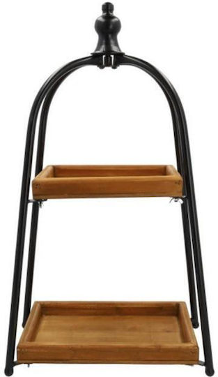 Atmosphera Wooden Tiered Appetizer Stand 2 Tiers Brown Diameter 53cm Height 43cm Pieces 1