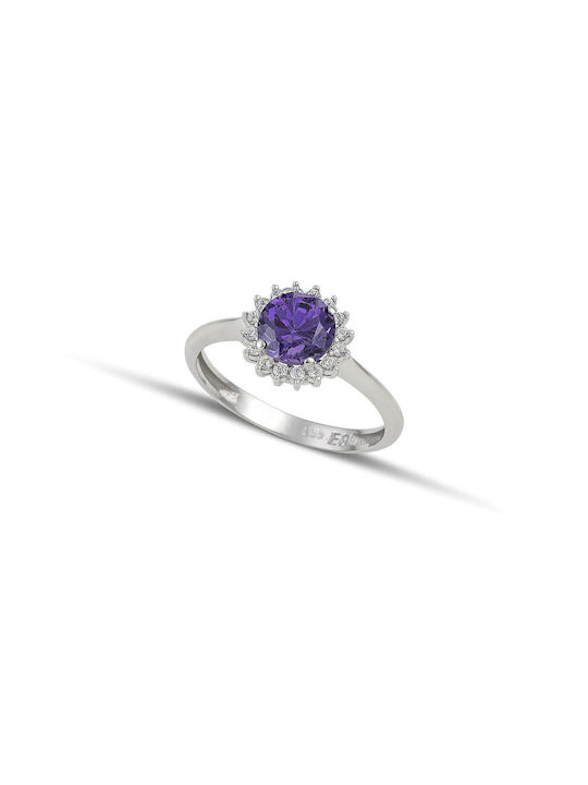 Themelidis Jewels Ring with Zircon made of White gold 14K