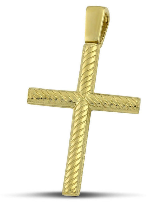 Themelidis Jewels Herren Gold Kreuz 14K Beidseitig mit dem Gekreuzigten