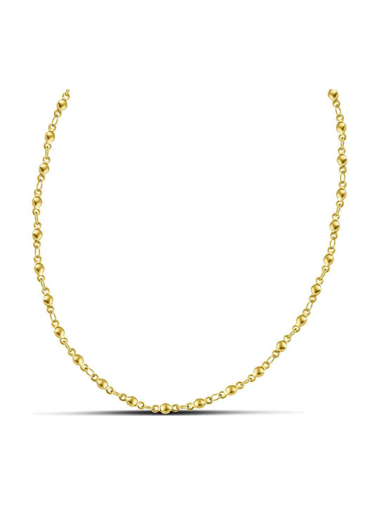 Themelidis Jewels Chain Neck made of Steel Gold-plated Thin Thickness 3.5mm and Length 45cm