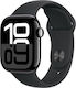 Apple Watch Series 10 Aluminum 42mm Waterproof with Heart Rate Monitor (Jet Black with Black Sport Band - M/L)