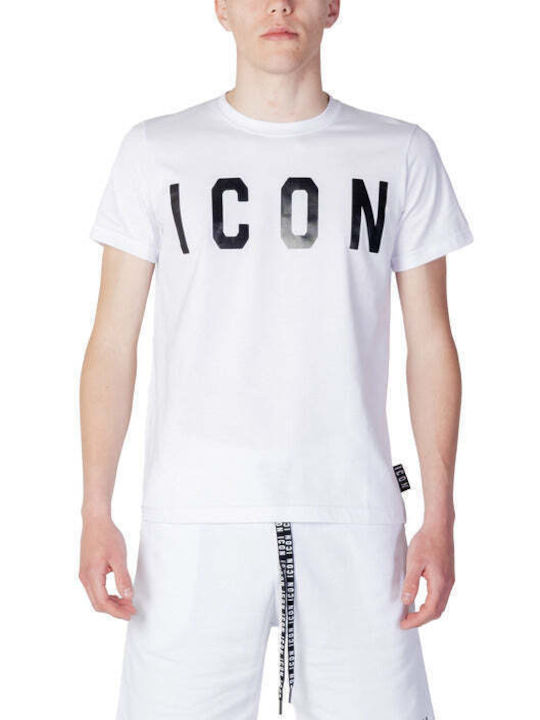 Icon T-shirt Bărbătesc cu Mânecă Scurtă Alb