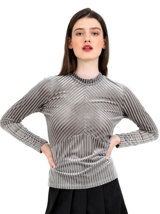 Doca Damen Bluse Samt grey