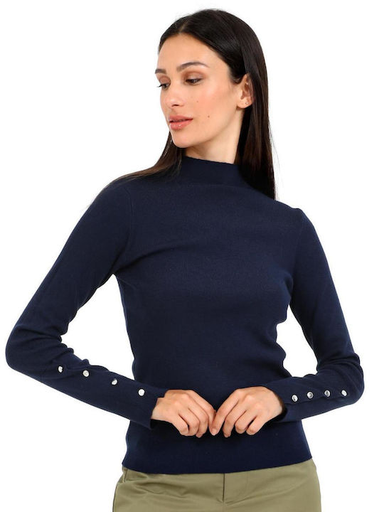 Doca Damen Pullover Rollkragen Blue