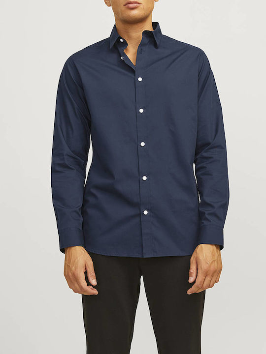 Jack & Jones Men's Shirt Long Sleeve Cotton Nav...