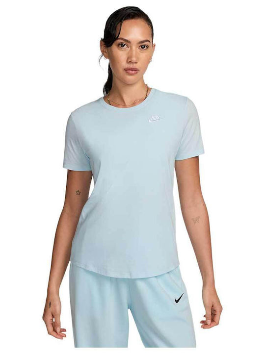 Nike Club Essentials Damen Sportlich Crop T-shirt Hellblau