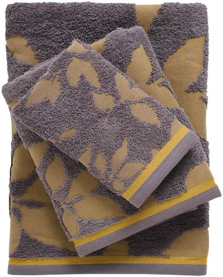 Das Home Bath Towels Set of 3 pcs 0754 Anthracite - Yellow Weight 530gsm
