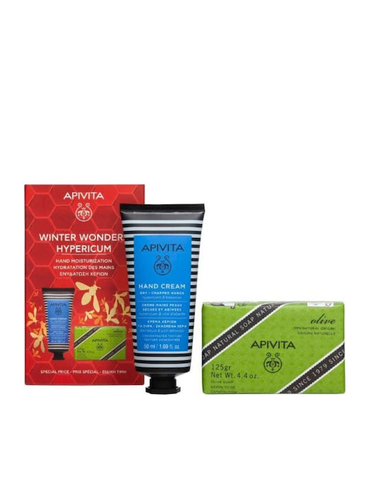 Apivita Winter Wonders Хиперикум Балсам за ръце с пчелен восък 50мл + Сапун с маслина 125г