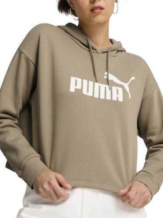 PUMA Logo Cropped Γυναικείο Φούτερ με Κουκούλα ...