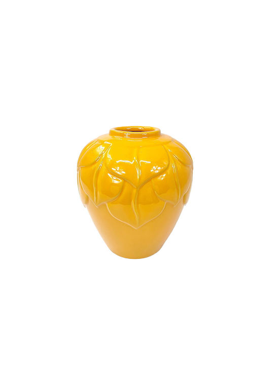 Romimex Decorative Vase Yellow 18x18x20cm