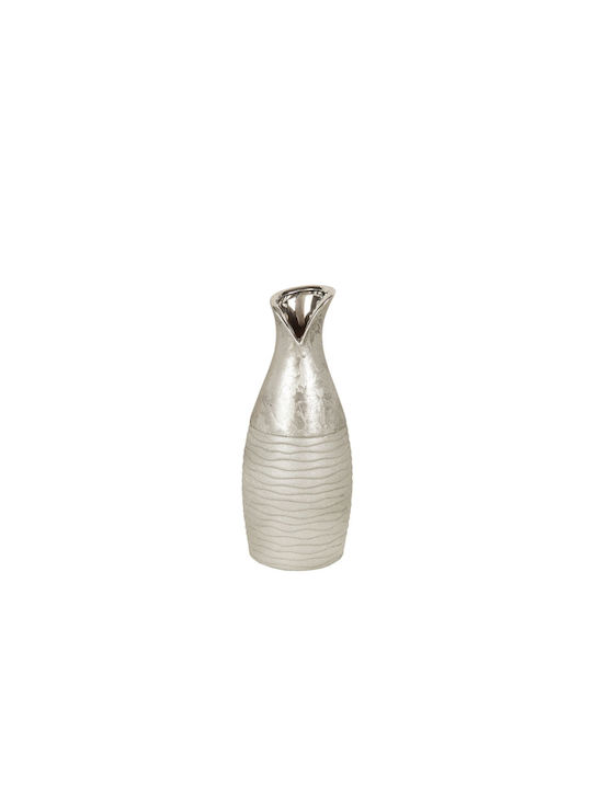 Romimex Decorative Vase Silver 11x11x27cm