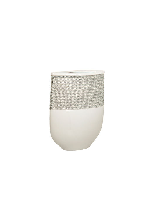 Romimex Decorative Vase White 21x9x28cm