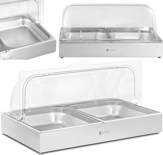 Breakfast Buffet Display Cabinet Rolltop Cover 2x Gn 1/2 2x 4 L