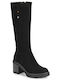 Refresh Suede High Heel Women's Boots with Zipper Black