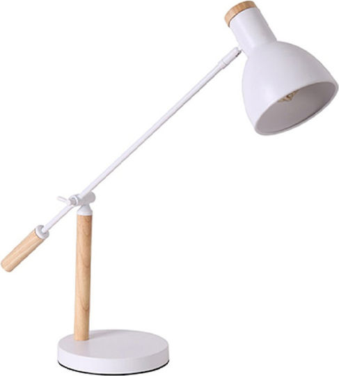 Pakketo Idante Metal Table Lamp for Socket E27 with White Shade and Brown Base