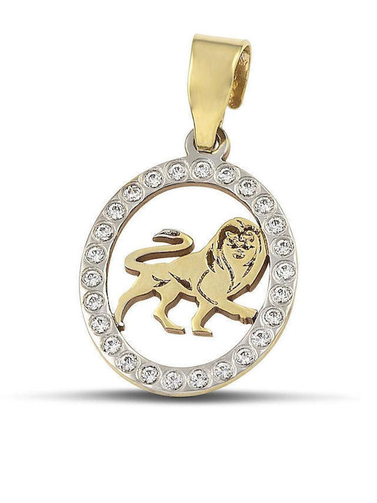 Themelidis Jewels Charm Зодиакален Знак Лео От Бяло Злато 9 Карата С Зиркон