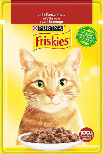 Friskies Wet Cat Food Pouches with Beef 85gr