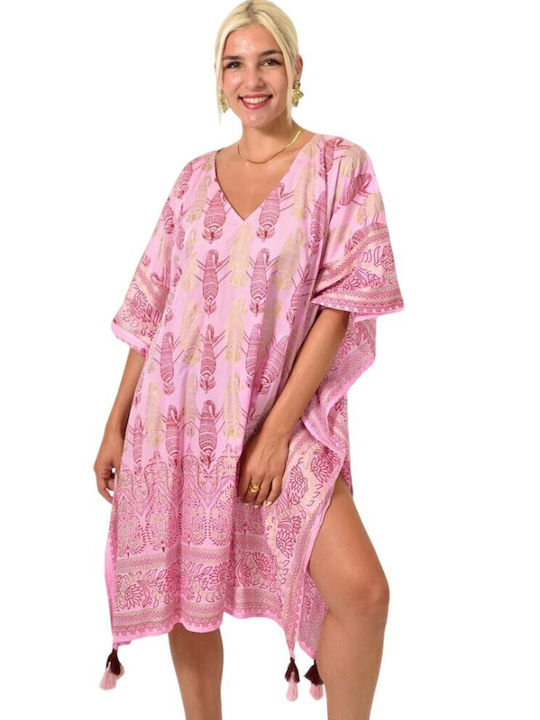 Potre Damen Kaftan Strand Fuchsia