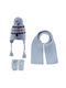 Kids Beanie Set with Scarf & Gloves Knitted Light Blue