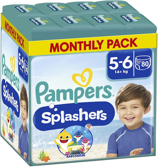Pampers Πάνες Μαγιό Splashers Monthly Pack No. 5+ για 14+kg 80τμχ