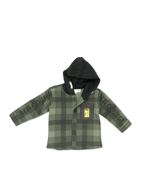 Kids Checked Shirt Long Sleeve Green