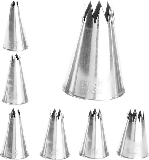 Sternförmige Spritztüllen Gebäckbeutel Wellstahl-Set 7-tlg Hendi 55