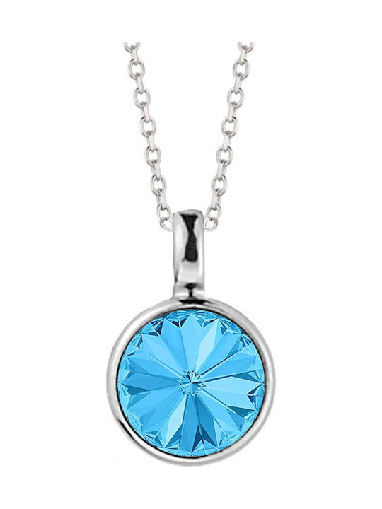 Theodora's Jewellery Silver Necklace Light Blue Jt-K1204-Light Blue Light Blue